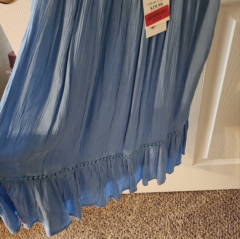 Jessica Simpson blue white embroidered tie shoulder mini dress XS - Picture 7 of 12